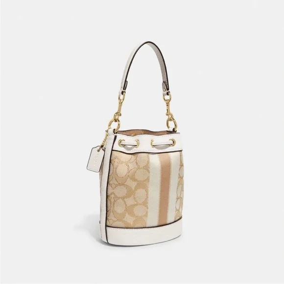 NWT！COACH MINI DEMPSEY BUCKET BAG IN SIGNATURE JACQUARD WITH STRIPE（C8322）V-Day